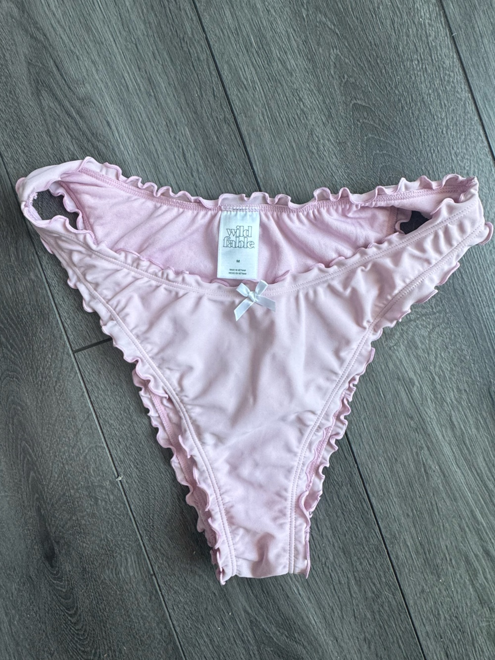 wild fable Pale Pink Ruffle Bikini Bottom M ruffle ruched thong cheeky